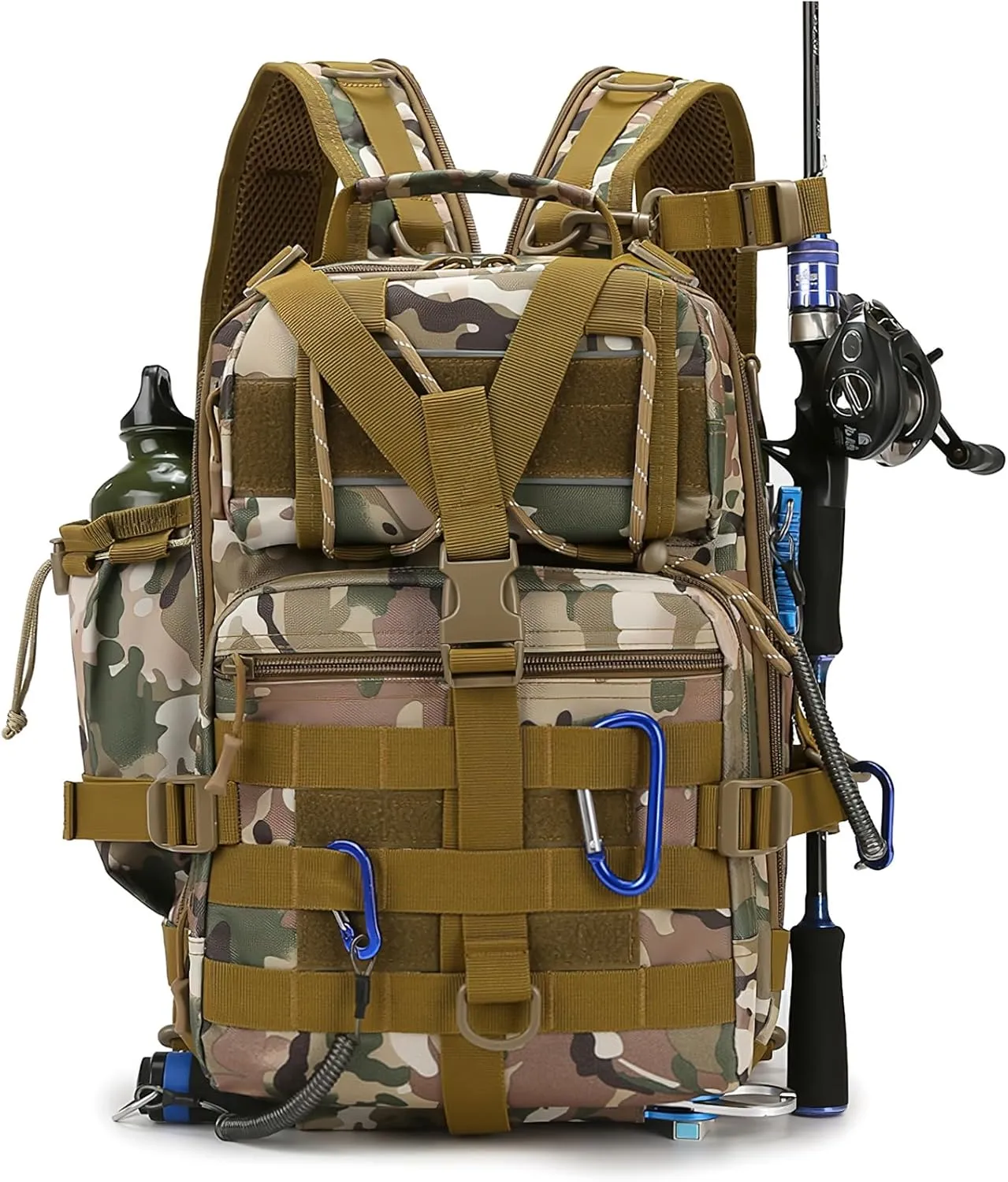 Fishing Tackle Backpack, Military Tactical Backpack Tactical Sling Pouch Fishing Tackle Storage Bag Fish Gear Bag Molle Assault Pack Tactical Hiking Rucksack (Yellow)