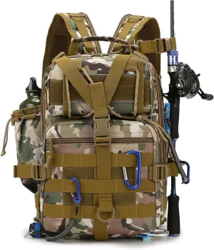 Fishing Tackle Backpack, Military Tactical Backpack Tactical Sling Pouch Fishing Tackle Storage Bag Fish Gear Bag Molle Assault Pack Tactical Hiking Rucksack (Yellow)
