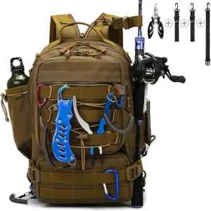 Fishing Tackle Backpack Storage Bag, Outdoor Shoulder Backpack, Fishing Gear Bags with Rod Holder and Fishing Plier
