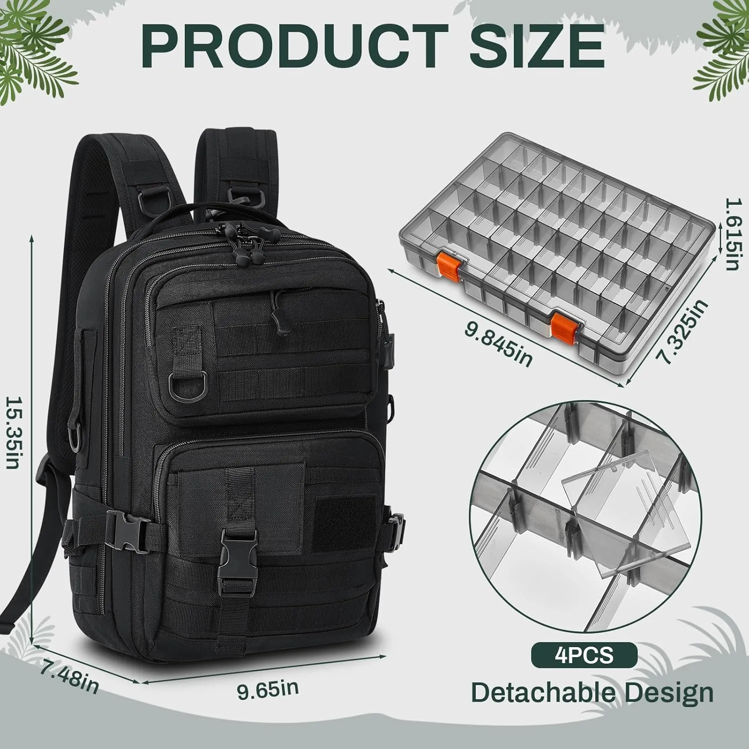 Fishing Tackle Backpack with Rod Holders and 4 Tackle Boxes Large Storage Fishing Bags Water Resistant Tackle Bag for Camping Hiking Travel Gear and Equipment(Black,Shoulder Bag)