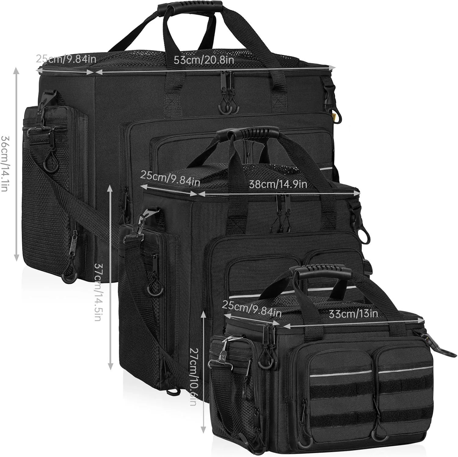 Fishing Tackle Bag, 600D Water-Resistant Soft Tackle Box Case, Fishing Gear Storage Bag for Saltwater or Freshwater Fishing Gear, Waterproof Bottom