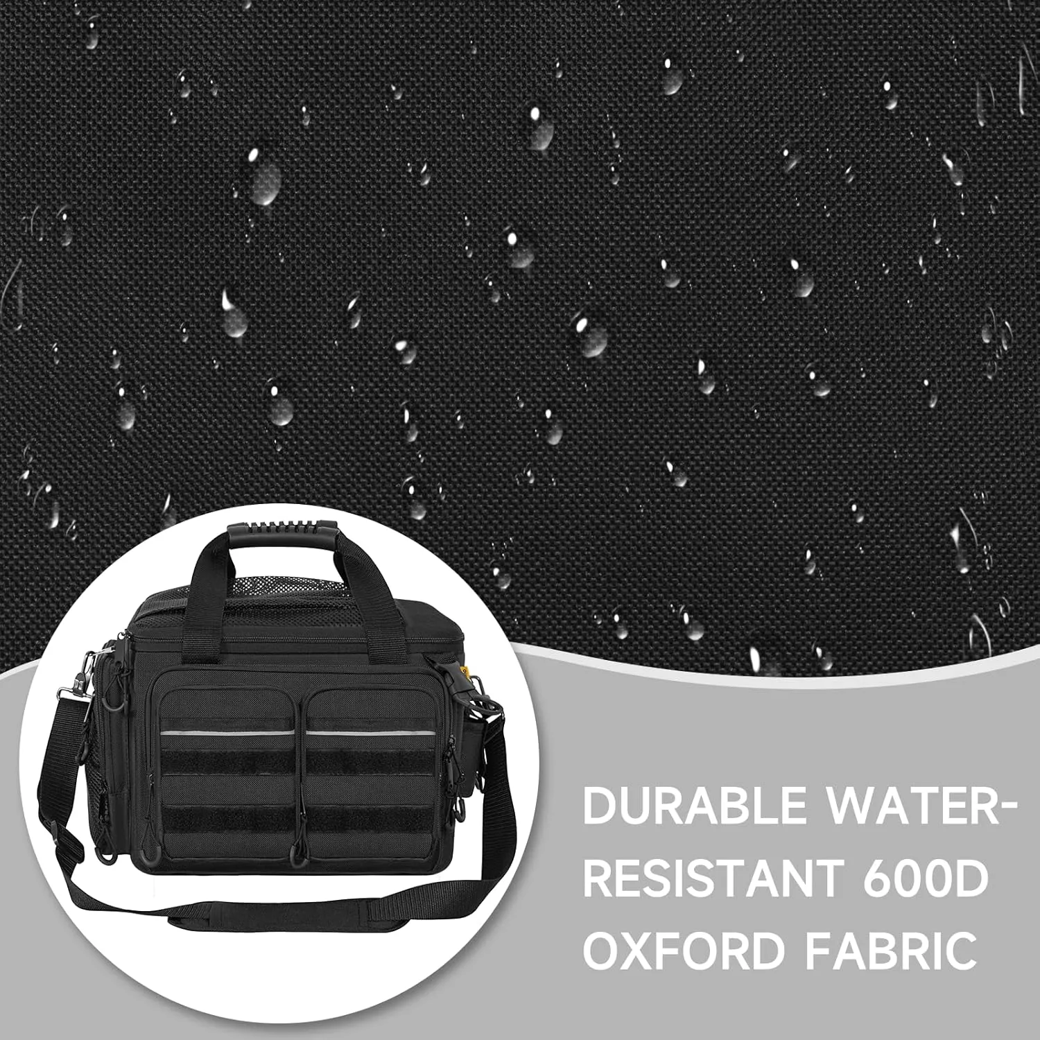 Fishing Tackle Bag, 600D Water-Resistant Soft Tackle Box Case, Fishing Gear Storage Bag for Saltwater or Freshwater Fishing Gear, Waterproof Bottom