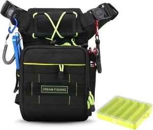 Fishing Tackle Bag Multi-Function Fishing Gear Storage Bag Fishing Belt Bag with Fishing Tackle Box Multi-Pocket Shoulder Strap Messenger Bag