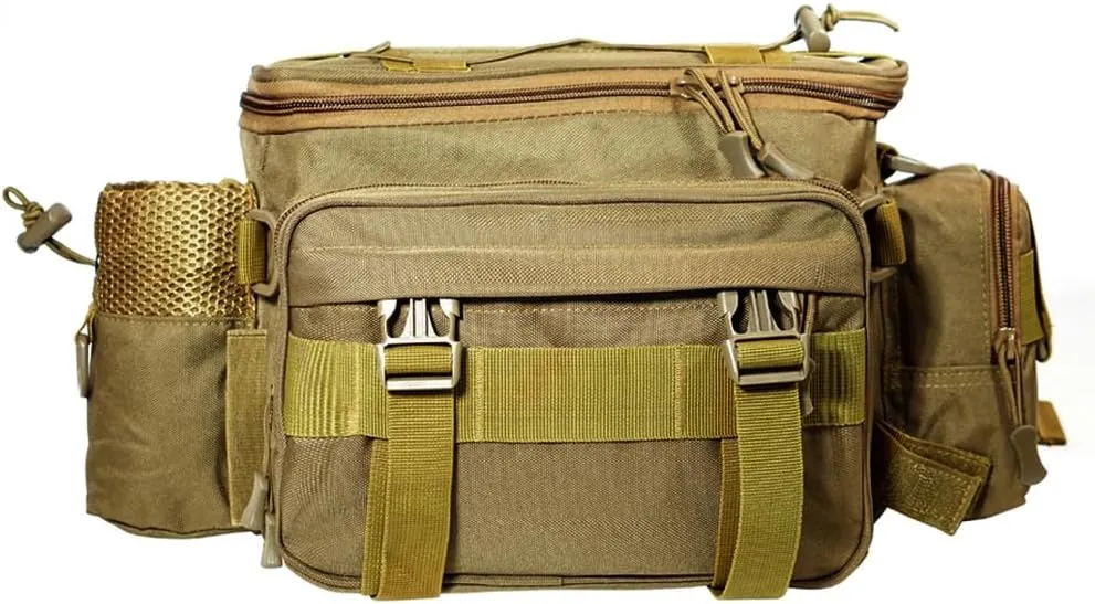 Fishing Tackle Bag suitable for saltwater or freshwater fishing Waterproof material Padded shoulder strap Tackle storage.