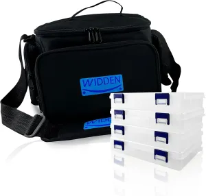 Fishing Tackle Bag with 4 * 3400 Tackle Boxes, Waterproof Fishing Bags for Saltwater or Freshwater, Tackle Box Organizers and Storage, Fishing Tackle Storage Bags & Wraps Padded Shoulder Strap