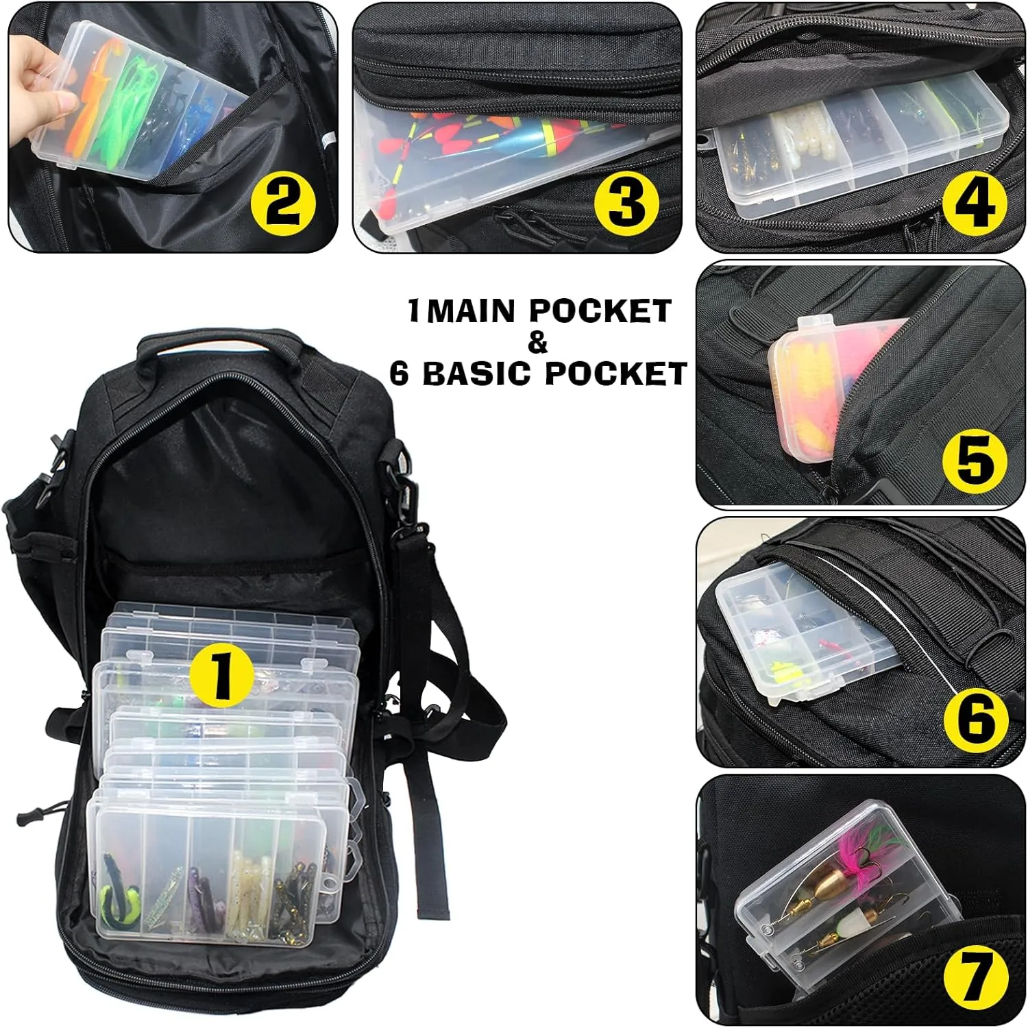 Fishing Tackle Bag with Rod & Gear Holder, 3D Breathable Mesh Water-Resistant Fishing Backpack Sling Bag for Outdoor Sports