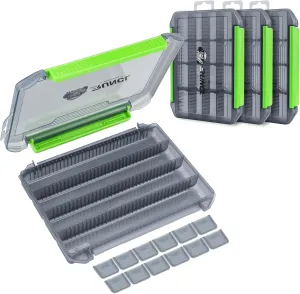 Fishing Tackle Box, 3600 Size Double Buckle Open Tackle Trays, Plastic Storage Parts Box with Removable Dividers for Saltwater, Freshwater, Fly Fishing, Christmas Gifts for Fisher, Dad, 1/2/4 Pack