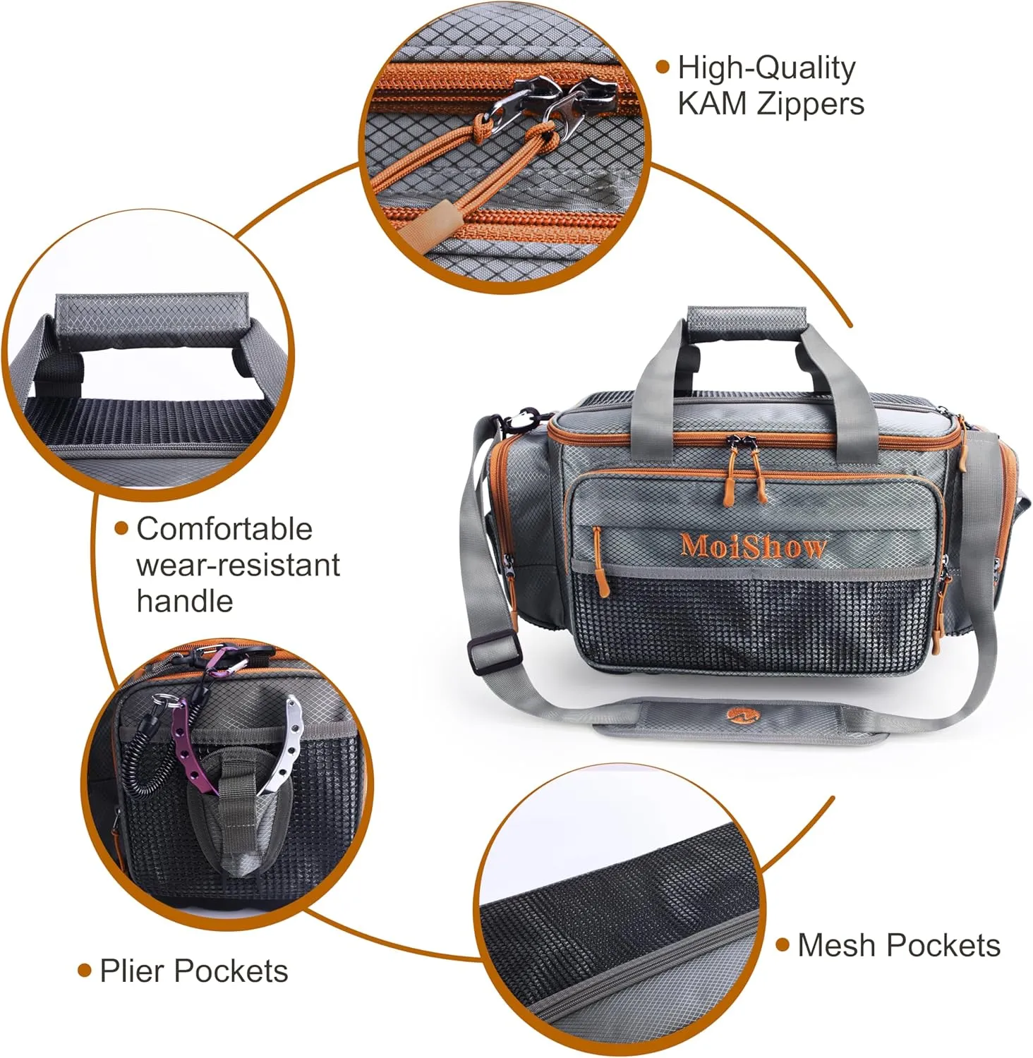Fishing Tackle Box Bag - Fishing Bags for Saltwater or Freshwater (#Grey) Fishing Tackle Bags - Padded Shoulder Strap - Tackle Bag for 3600 3700 Tackle Box