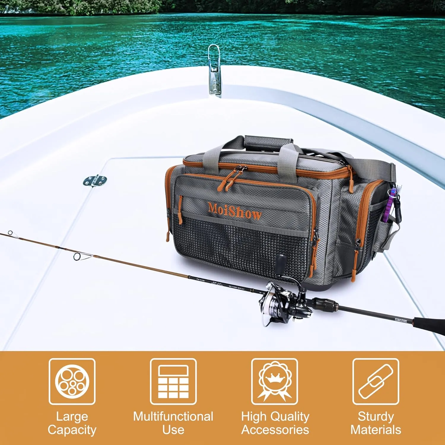 Fishing Tackle Box Bag - Fishing Bags for Saltwater or Freshwater (#Grey) Fishing Tackle Bags - Padded Shoulder Strap - Tackle Bag for 3600 3700 Tackle Box
