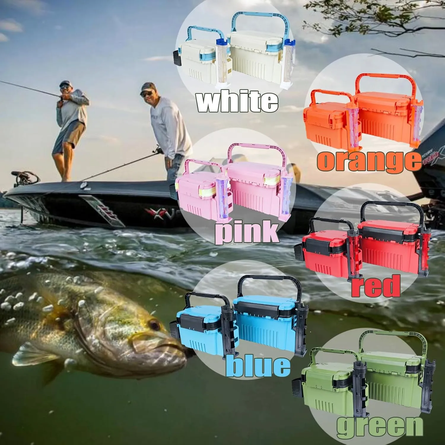 Fishing Tackle Box Fishing Tackle Storage Fishing Bucket with Rod Holder Live Fish Bait Bucket Multifunctional Outdoor Fishing Box Fishing Tools Multi-Functional (Gray, Big)