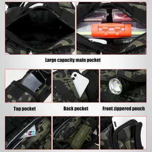 Fishing Tackle Storage Bag Fly Fishing Gear Pack Backpack for Men and Women Sling Bag Shoulder Cross Body Fishing Bag with Rod Holder Hiking Waterproof Nylon (Black)