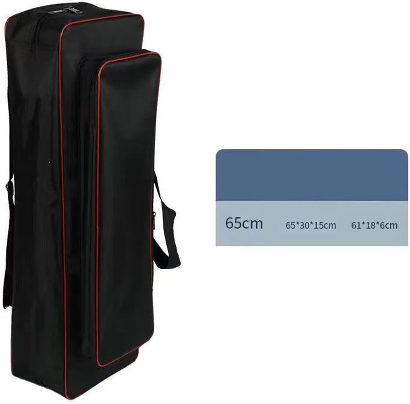 Fishing Tools Bag Fishing Rod Case Adjustable Shoulder Strap Large Capacity Rod Carrier Shoulders Bag for Ice Fishing Travel, Black, 65cm