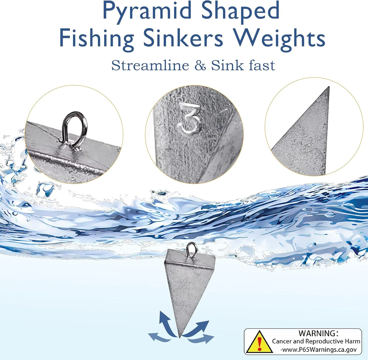 Fishing Weights Sinkers Pyramid Sinkers Surf Fishing Sinkers for Saltwater Fishing Gear Tackle 1oz 2oz 3oz 4oz 5oz 6oz 8oz 10oz 12oz 14oz 16oz