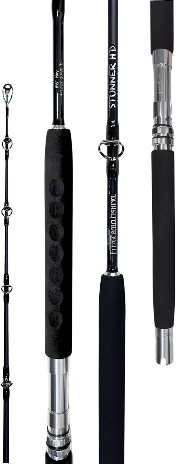 Fitzgerald Fishing Stunner HD Saltwater 5’8"-6'6” Line Weight 40-150 Lb, 80-200 Lb & 20-80 Lb, Heavy, X-Heavy & XX-Heavy Conventional Offshore or Nearshore Rods Great for Snapper, Grouper, Dolphin