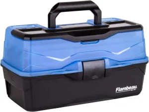 Flambeau Outdoors 6383FB 3-Tray Tackle Box - Classic Fishing Lure Storage Organizer, Large Portable Tackle Box, 32 Tray Compartments, Frost Blue/Black