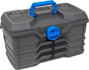 Flambeau Outdoors Next Gen 6/0 Large Fishing Tackle Box - 6 Pivot Trays, 32 Compartments, Includes 25-piece Tackle Kit, Fishing Tackle and Gear Storage, Fishing Lure Organizer, Dark Gray