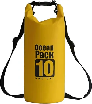 Floating Waterproof Dry Bag Backpack 5L/10L/20L, Roll Top Bag for Kayaking, Rafting, Boating, Swimming, Camping, Hiking, Beach, Fishing, Waterproof Beach Bag. (Yellow, 10L)