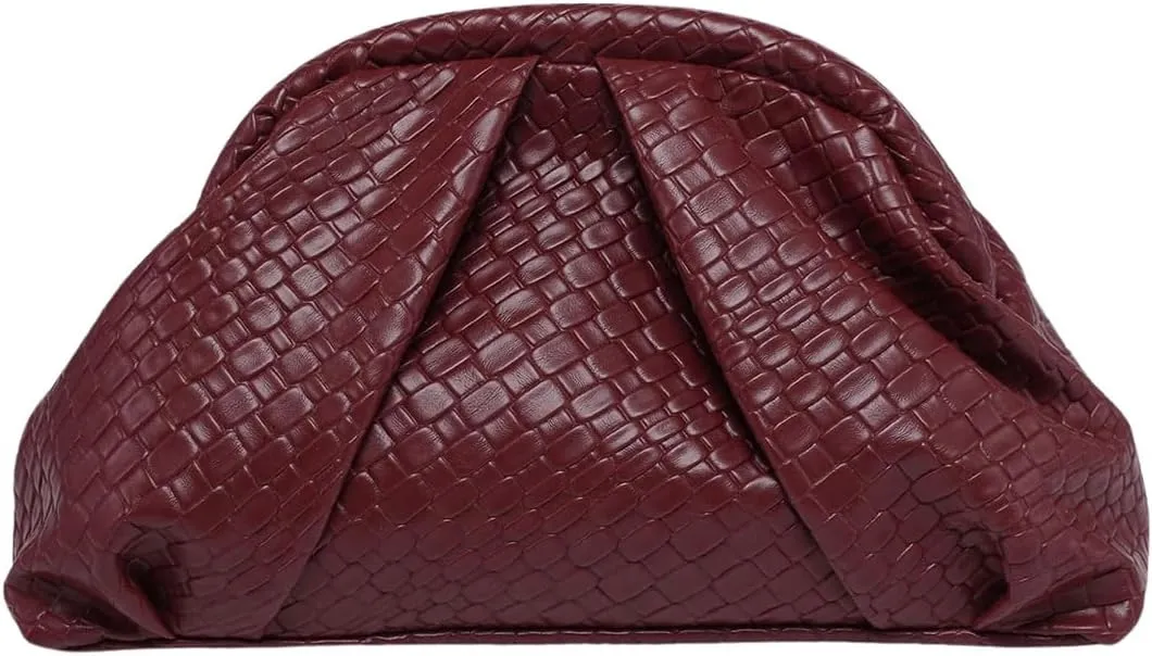 Floerns Women's Vintage Leather Ruched Bag Evening Handbag Dumpling Clutch Purse
