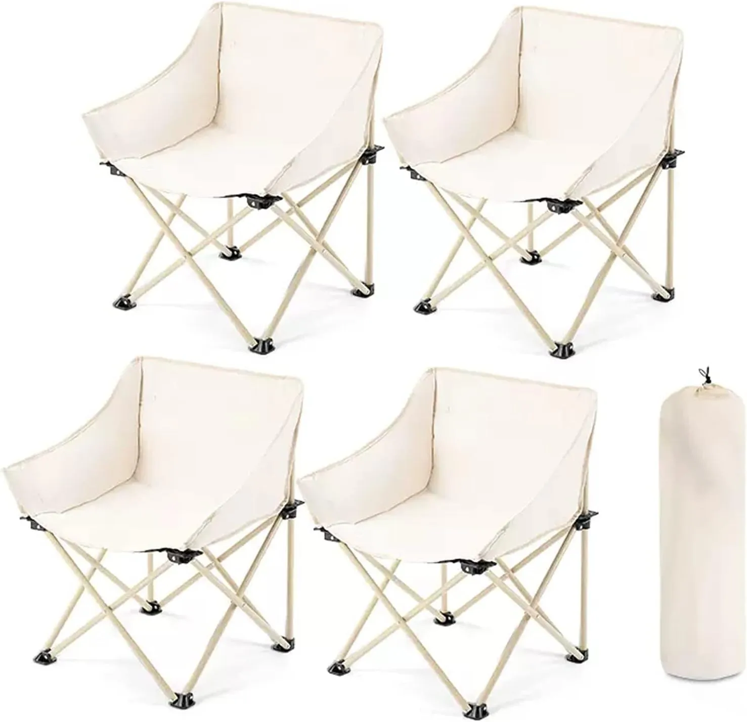Folding Sun Loungers, Portable Folding Oversized Camping Chairs, For Outdoors Picnic Garden Backyard Patio Travel, Steel Tube   Oxford Fabric, Recliner Garden Chairs,4 Pieces Outdoor Folding Chair