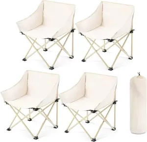 Folding Sun Loungers, Portable Folding Oversized Camping Chairs, For Outdoors Picnic Garden Backyard Patio Travel, Steel Tube   Oxford Fabric, Recliner Garden Chairs,4 Pieces Outdoor Folding Chair