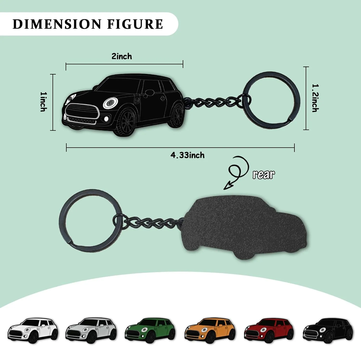 For Mini Cooper Keychain，For Mini Cooper/Cooper S Accessories 2014-2022，Metal Keychain