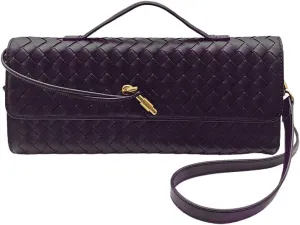 Formal Clutch Purses for Women Evening Woven Leather Large Clutch for Weddings & Parties | Convertible Shoulder Bag