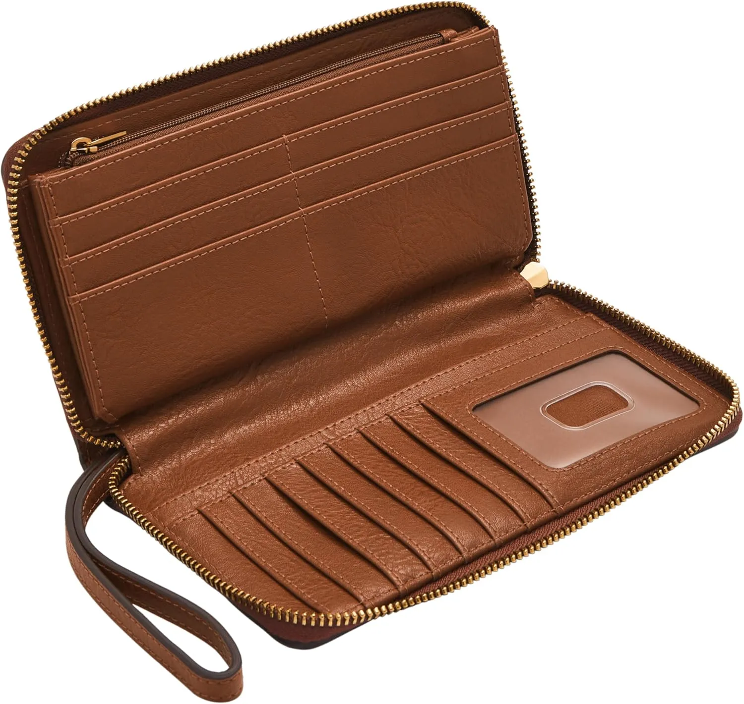 Fossil Women's Liza Leather Zip Around Clutch Wallet with Wristlet Strap