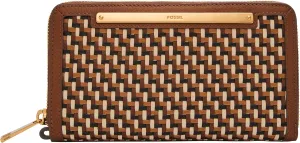 Fossil Women's Liza Leather Zip Around Clutch Wallet with Wristlet Strap