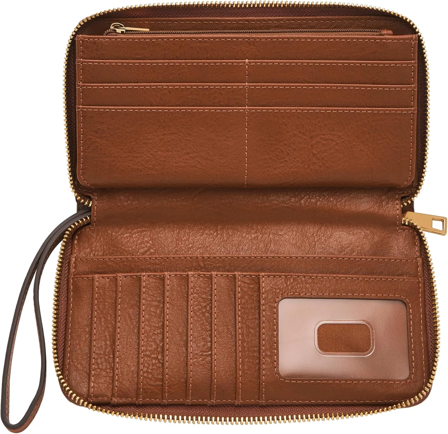 Fossil Women's Liza Leather Zip Around Clutch Wallet with Wristlet Strap