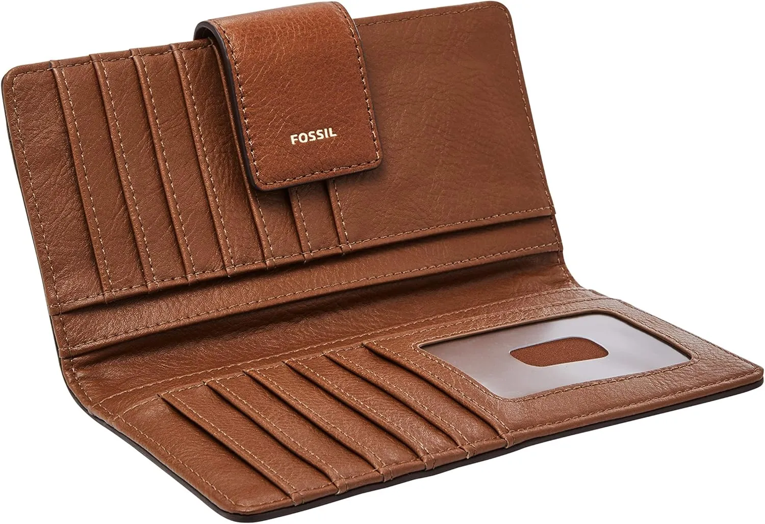 Fossil Women's Logan Leather Wallet RFID Blocking Tab Clutch, Brown (Model: SL7830200)