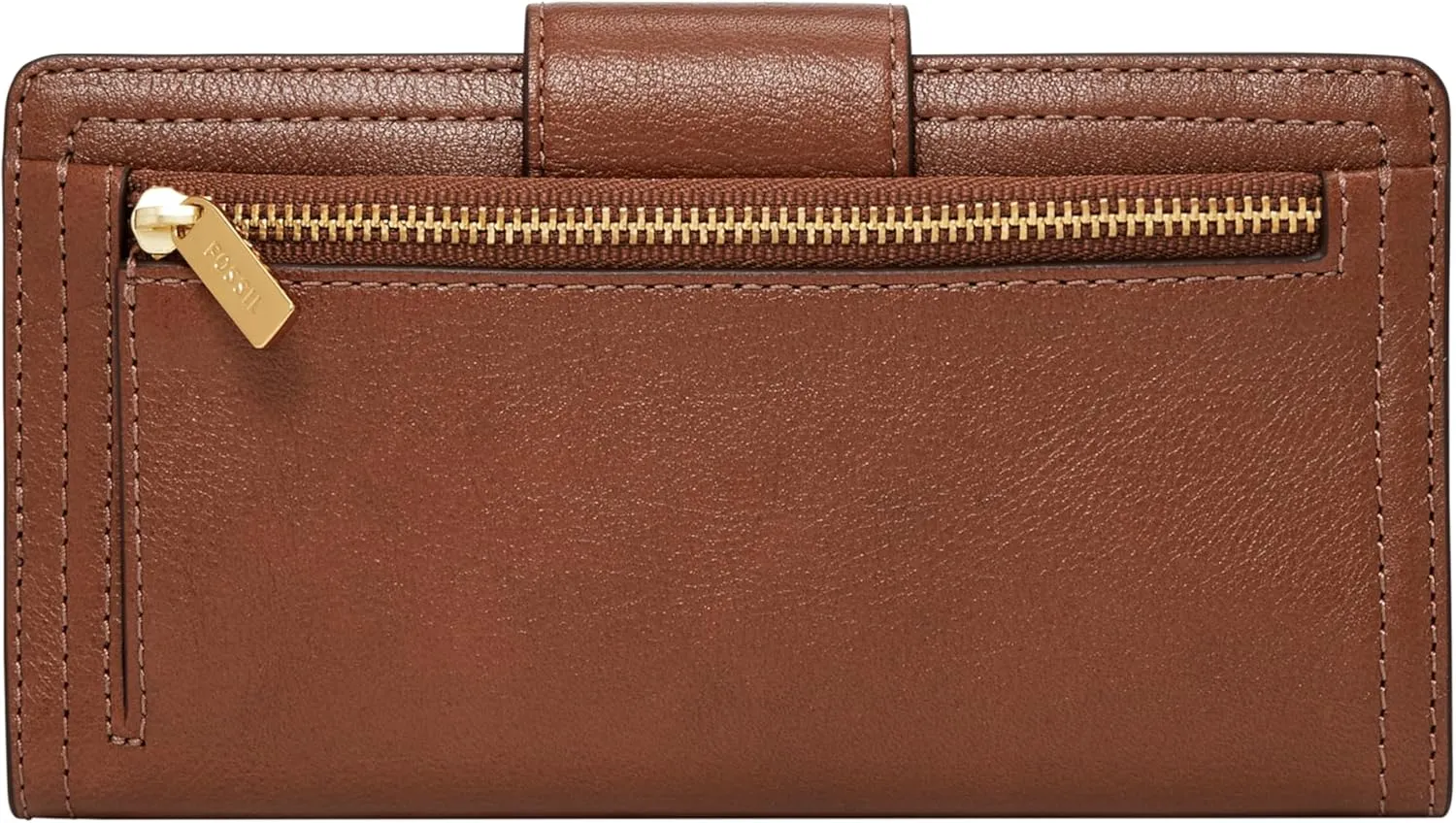 Fossil Women's Logan Leather Wallet RFID Blocking Tab Clutch, Brown (Model: SL7830200)