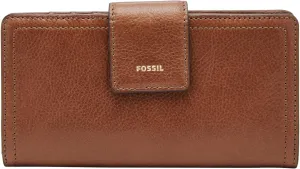 Fossil Women's Logan Leather Wallet RFID Blocking Tab Clutch, Brown (Model: SL7830200)