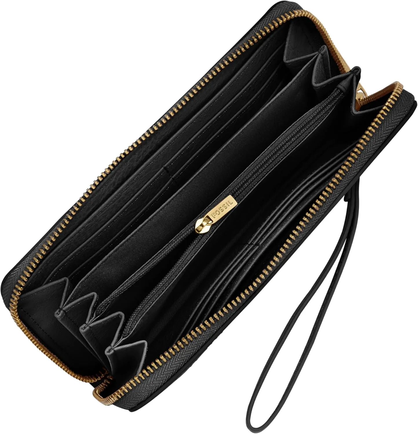 Fossil Women's Logan RFID-Blocking Zip Around Clutch Wallet with Wristlet Strap