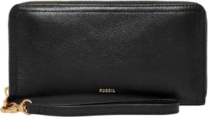 Fossil Women's Logan RFID-Blocking Zip Around Clutch Wallet with Wristlet Strap