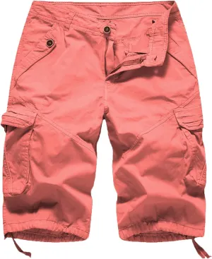 FOURSTEEDS Womens Casual Loose Fit Multi-Pocket Camouflage Twill Bermuda Cargo Shorts with Belt