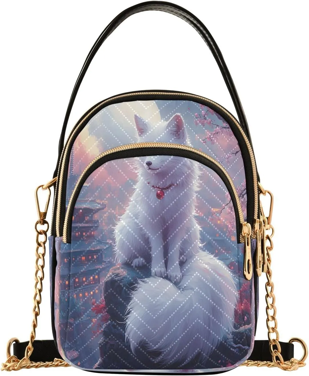 Fox Tower Blossom Branch Crossbody Bag for Women Mini Cell Phone Purse Women's Shoulder Handbag