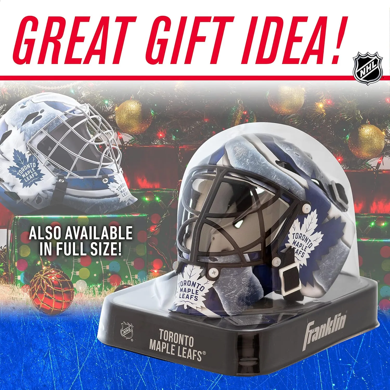 Franklin Sports NHL Team Logo Mini Hockey Goalie Mask with Case - Collectible Goalie Mask with Official NHL Logos and Colors