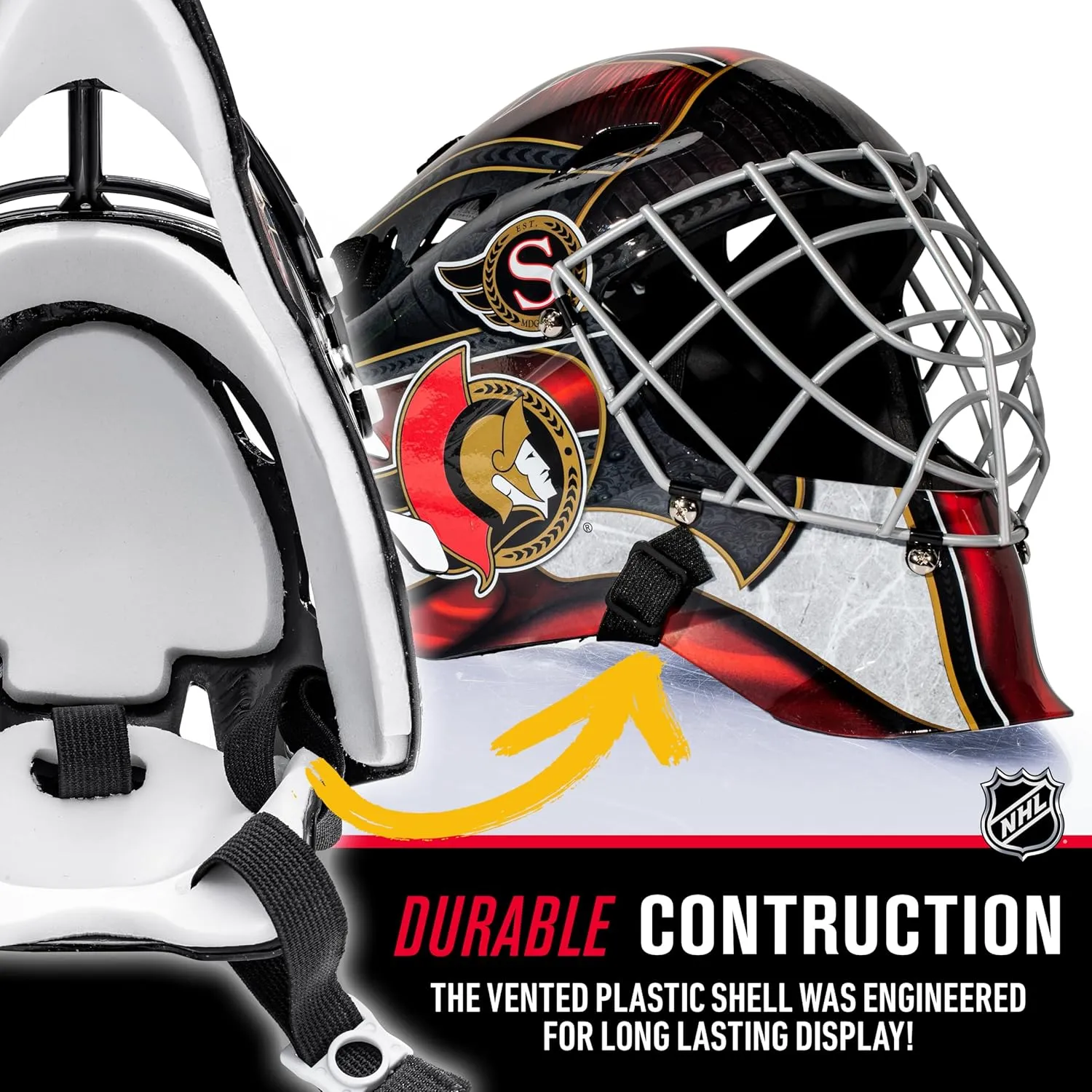 Franklin Sports NHL Team Logo Mini Hockey Goalie Mask with Case - Collectible Goalie Mask with Official NHL Logos and Colors