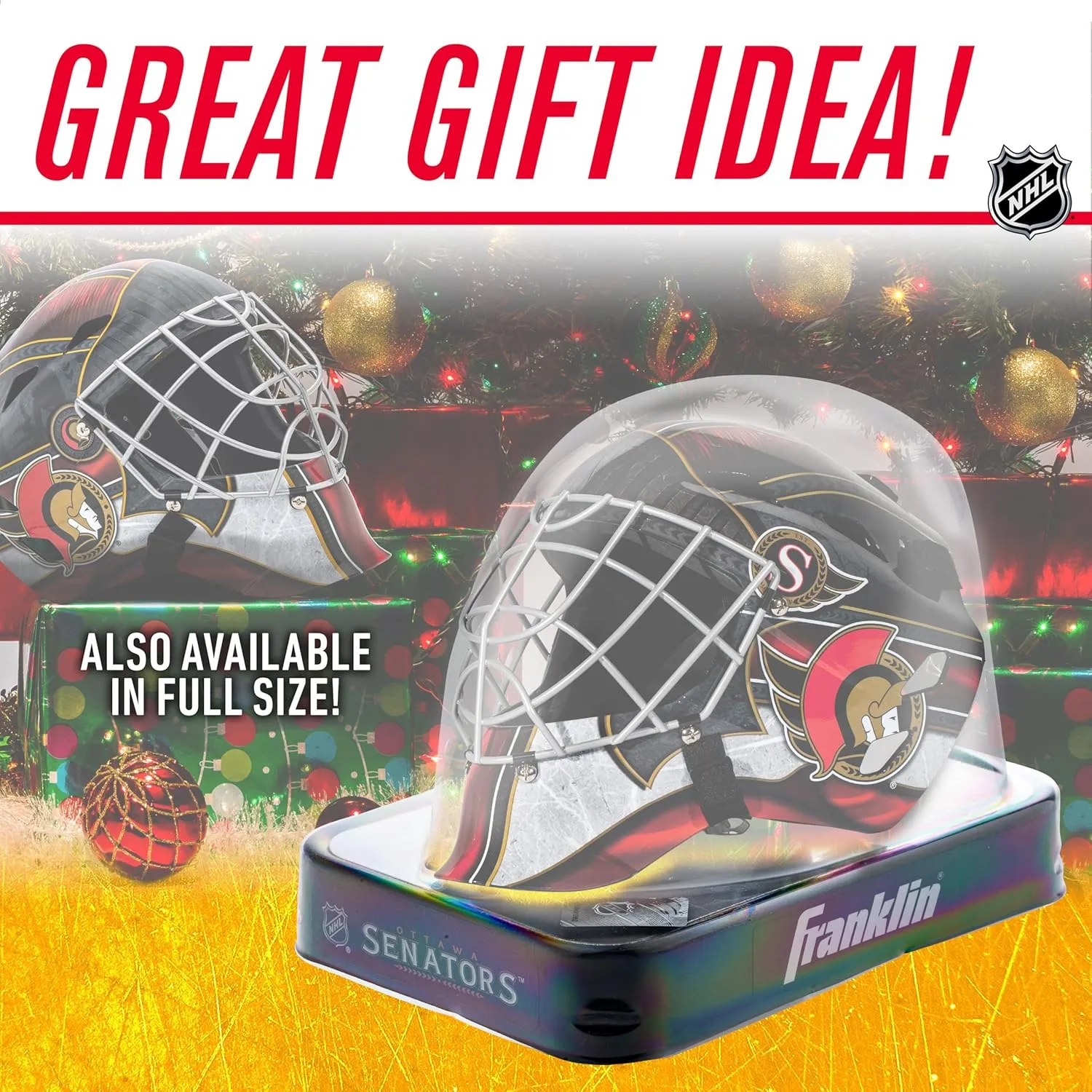 Franklin Sports NHL Team Logo Mini Hockey Goalie Mask with Case - Collectible Goalie Mask with Official NHL Logos and Colors
