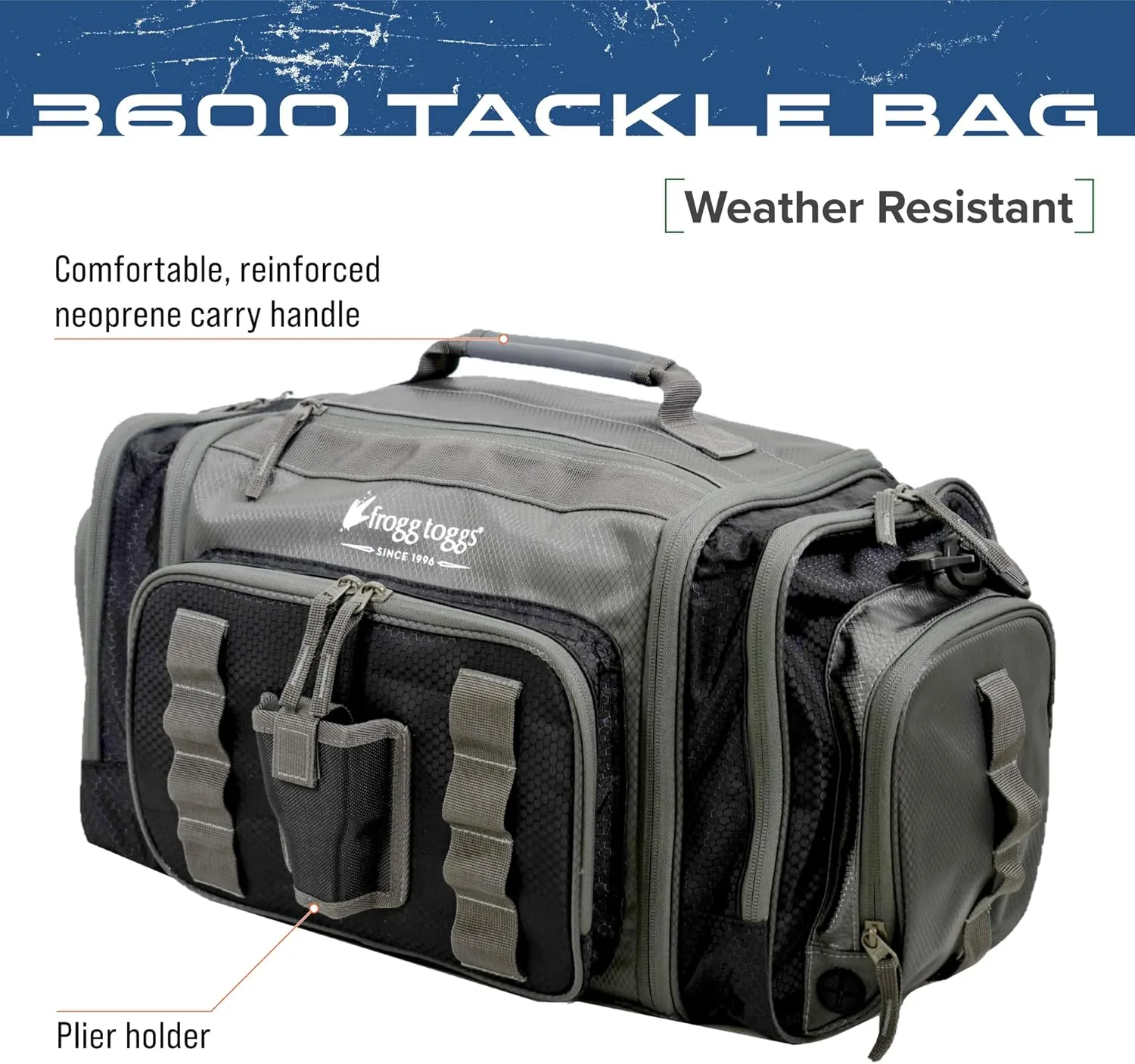 FROGG TOGGS Heavy Duty Fishing Tackle Duffle Bag, Includes Bait Trays