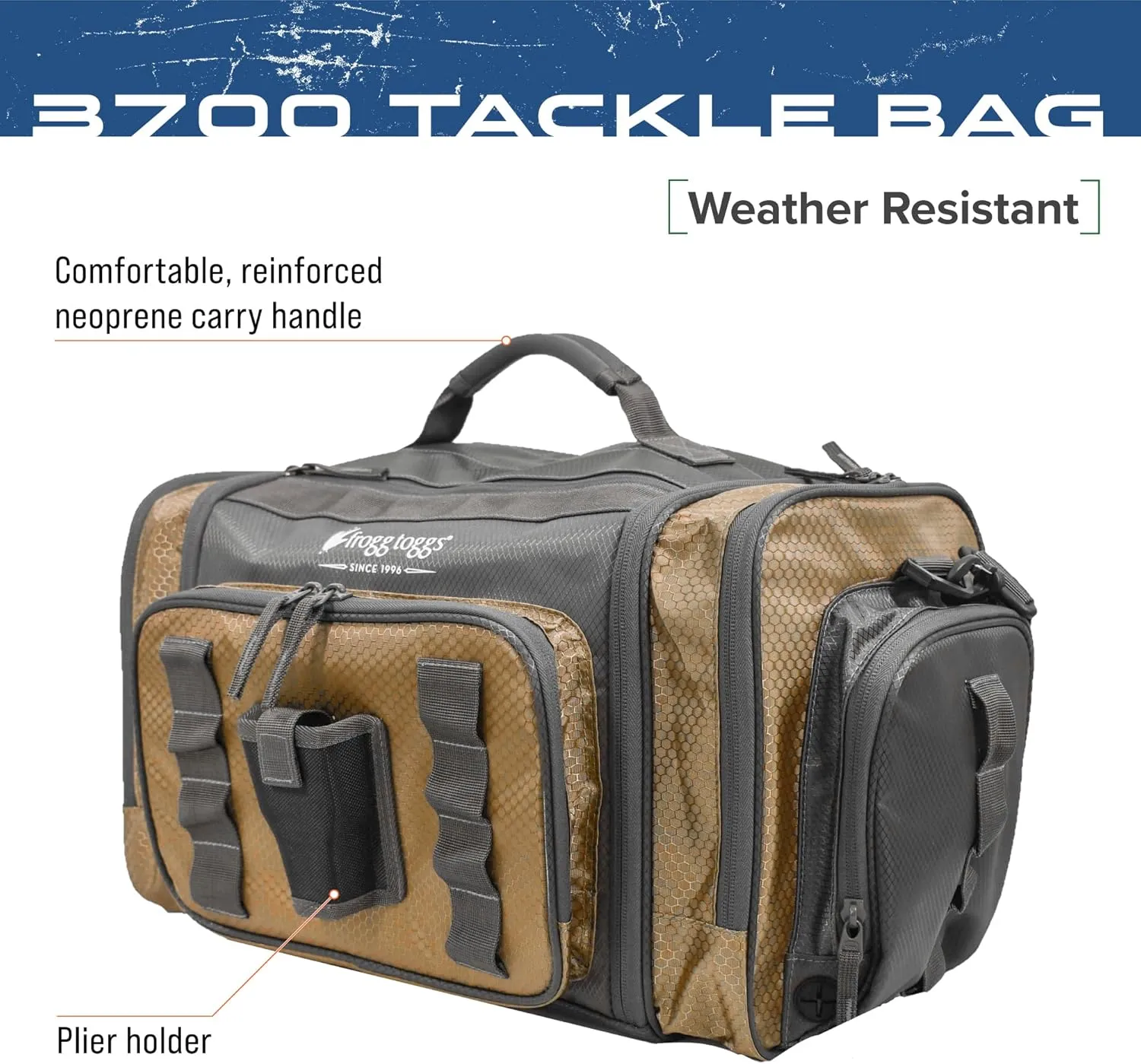 FROGG TOGGS Heavy Duty Fishing Tackle Duffle Bag, Includes Bait Trays