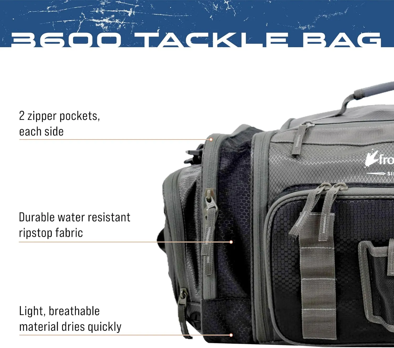 FROGG TOGGS Heavy Duty Fishing Tackle Duffle Bag, Includes Bait Trays