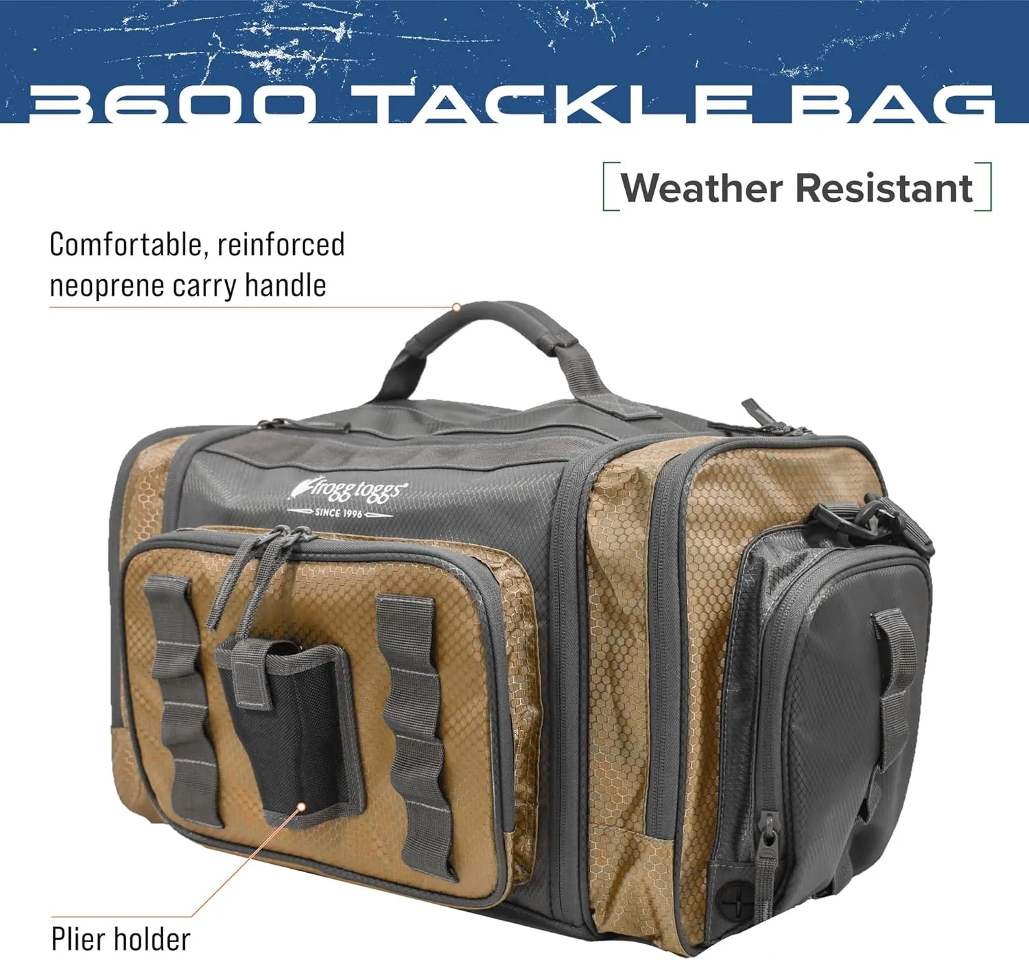 FROGG TOGGS Heavy Duty Fishing Tackle Duffle Bag, Includes Bait Trays