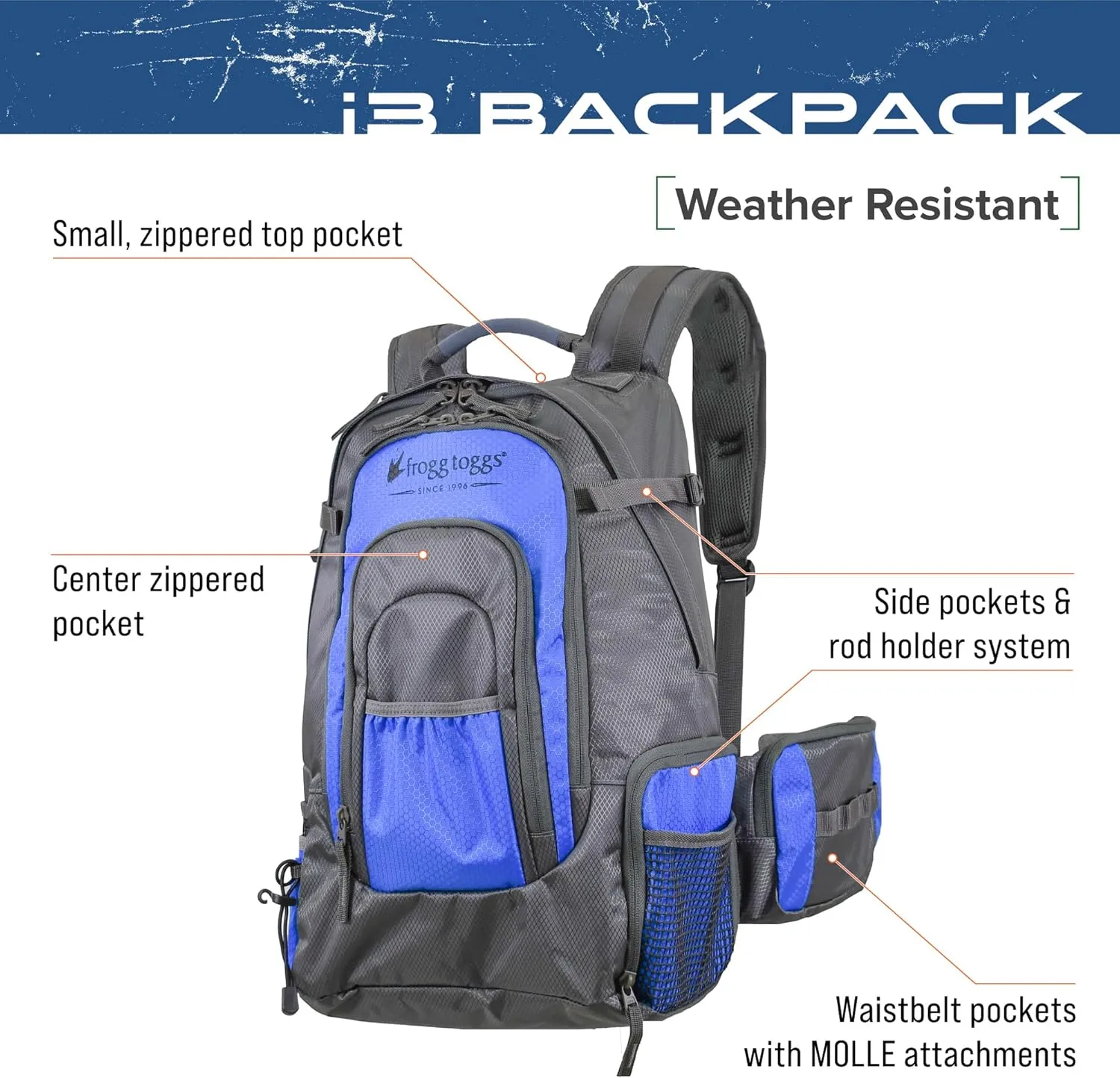 Frogg Toggs i3 Fishing Backpack, Tackle Storage, Includes 3-3600 Bait Trays