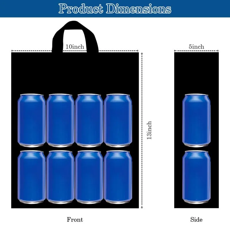 Frosted Gift Bags - Black, 110 Pack with Handles & Cardboard Bottom, 25LB Thickened Boutique Bags for Small Business, Shopping, Retail Stores, Gifts (10x5x13 Inch)