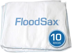 FS10R Sandless Sandbag Water Absorbent Flood Barrier, 19" x 20", 10 Pack, White, 10 Count
