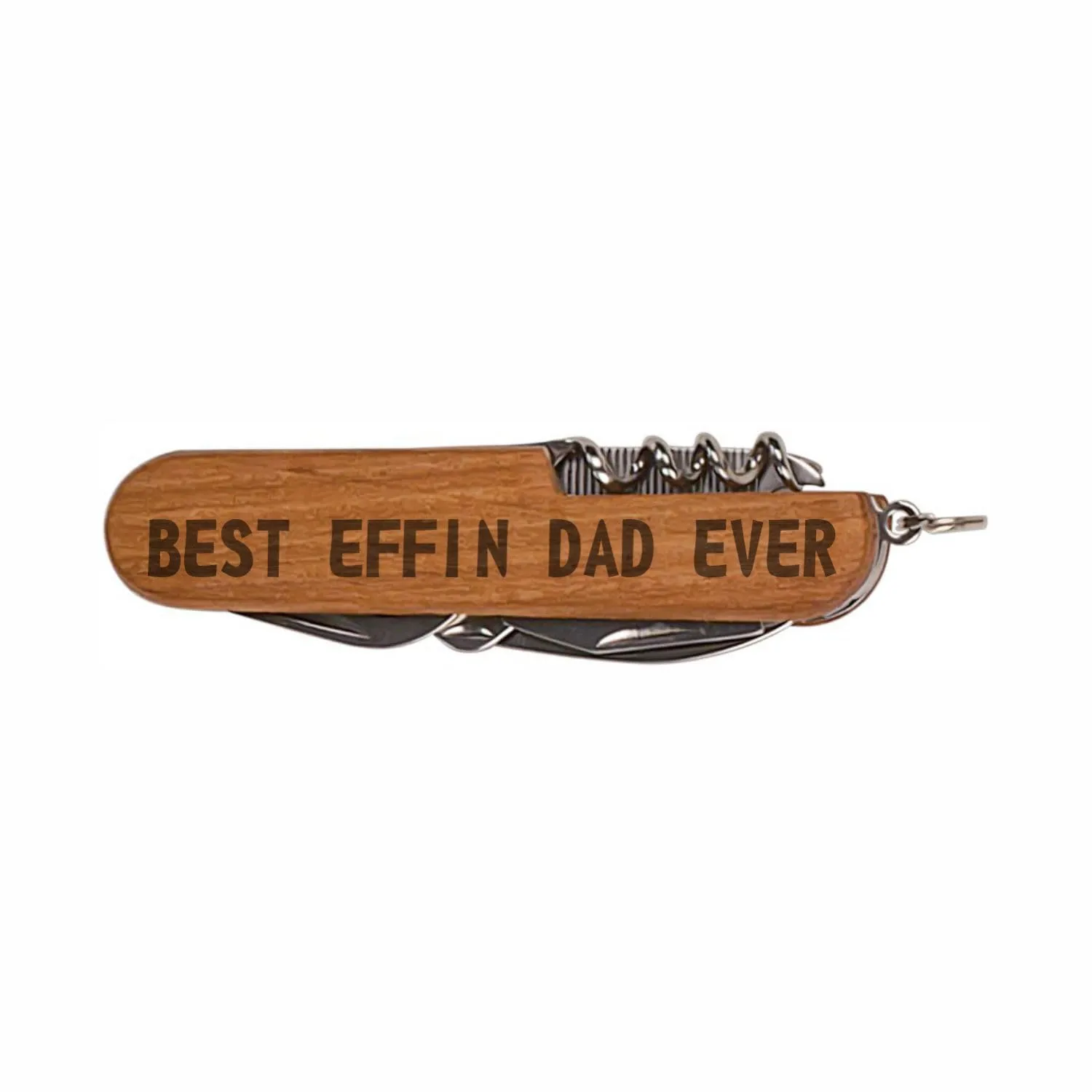 Funny Dad Knife Best Effin Dad Ever Wooden 8-Function Multi-Tool Pocket Folding Knife Laser Engraved Dark Wood Fathers Day Christmas