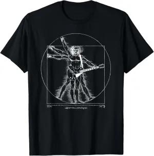 Funny Guitar Player Da Vinci Vitruvian Man Musicians T-Shirt