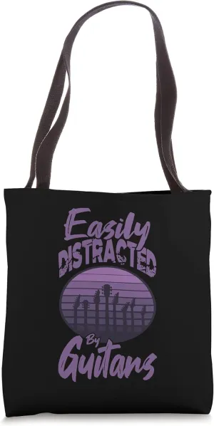 Funny Guitarist E Guitar Player Easily Distracted By Guitar Tote Bag