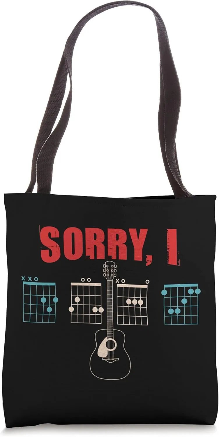 Funny Hidden Message Guitar Chords Sorry I DGAF Tote Bag